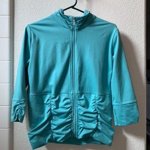 lucy teal zip up running jacket
